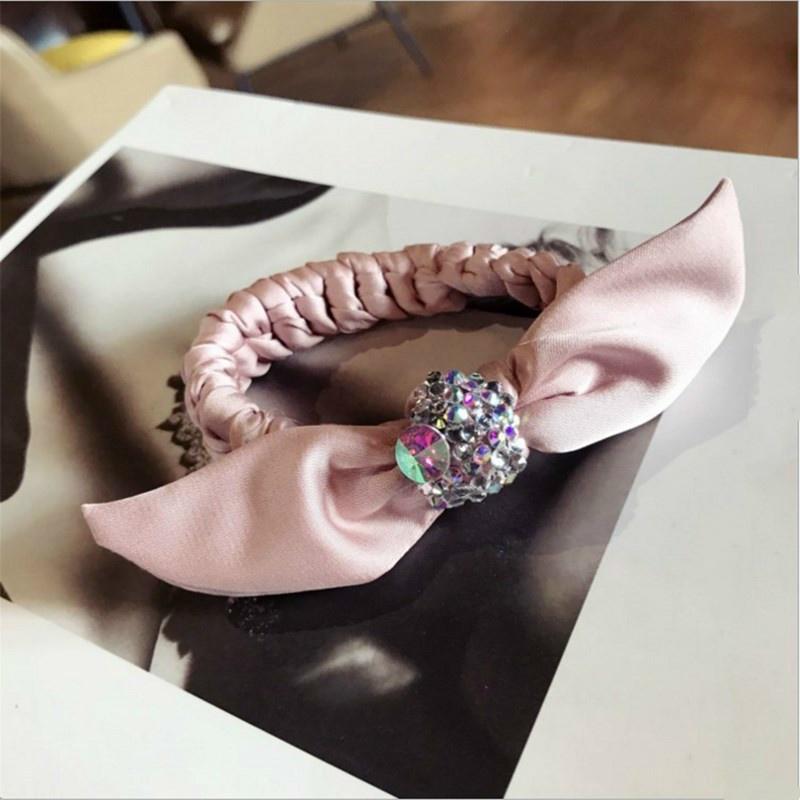 Hair Accessories Rhinestone Super Flash Bow Rabbit Ears Hair Rope Women Hair Ring