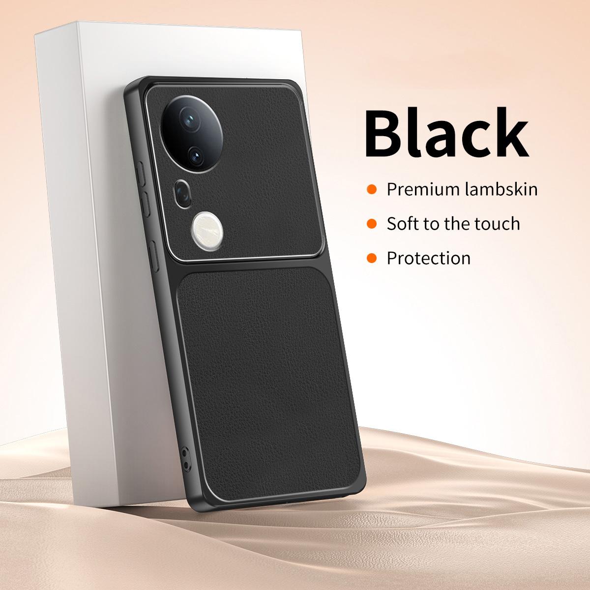 Soft Phone Case for VIVO T5X T4 T3 Ultra T3X T2 Pro 5G Luxury Lambskin Texture Silicone High Quality Leather Original Back Cover vivo T5x 5G чёрный