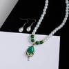 Dreiteiliges Set Anti-Perlen-Ohrringe, Ringe, Schlüsselbein-Kette, Temperament, Muttertagsgeschenk, Schmuckset.