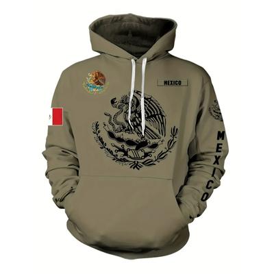 Mexican Style 3D Printed Animal Pattern Men's Hooded Sweatshirt, Sports and Casual Stretch Top for Fall and Winter Season