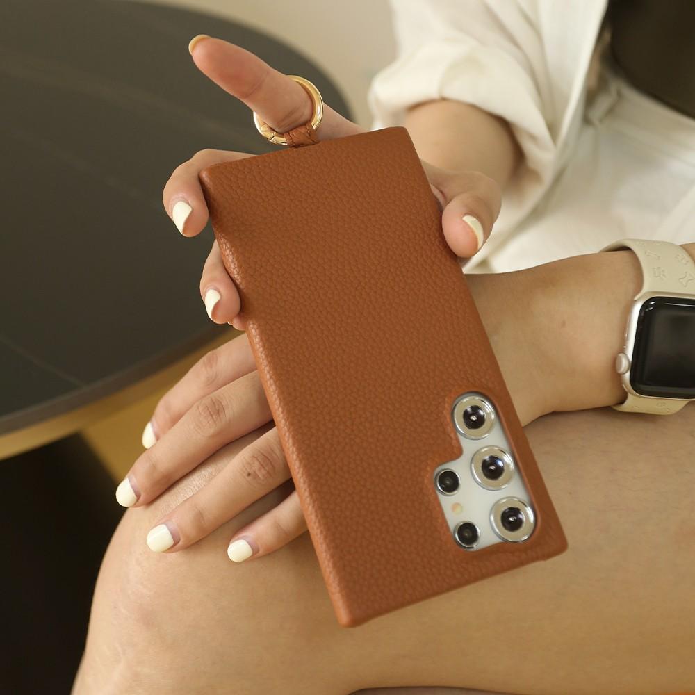 Lychee Grain Leather Case for Samsung Galaxy S26 Ultra S25 Edge S24 Plus S23 S22 S21 S20 FE Phone Cover with Crossbody Strap