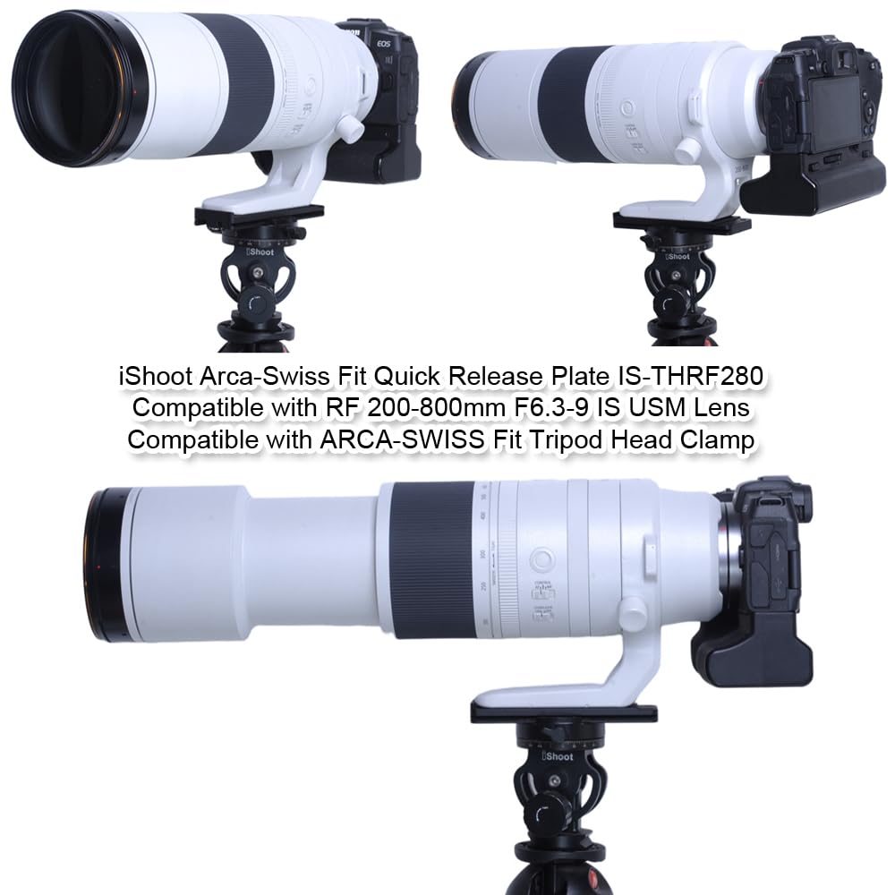 iShoot CNC Metal Fit Camera Quick Release Compatible with Canon RF IS USM Lens Support Lens Bracket Tripod Camera Ring Tripod and Fit Tripod Head