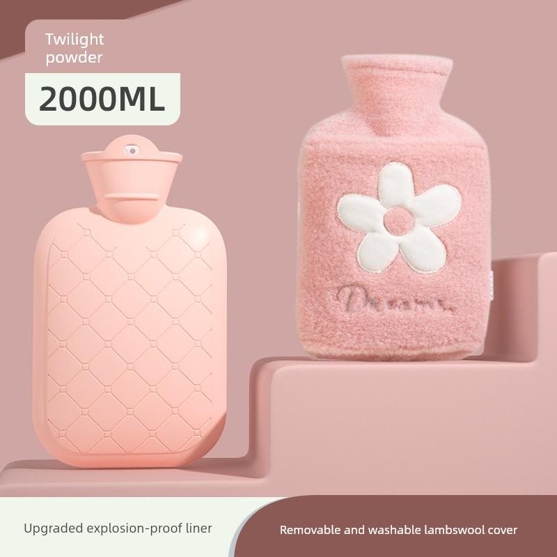 Hot Water Bottle, Thickened Explosion-Proof Hand Warmer, Small Hand Warmer Bag, Women's Belly Warmer, Plush Hot Compress Water Bag