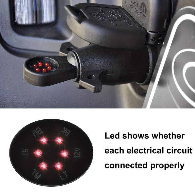 7-Way Blade Trailer Light Wiring Circuit Tester 7 Pin Round Electric Plug Test Vehicle Towing Brake Tail Turn Signal Test Tool