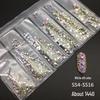 6-Grid Flat-Back Nail Art Rhinestone Set (1440pcs) - Mixed AB & Clear Glass Rhinestones Nail Decorations