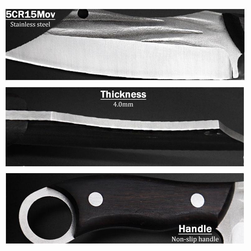 2Pcs Kitchen Chef Knife Set Stainless Steel Utility Knife Boning Knife Cooking Knife Fish Slicing Cutting Knife Outdoor Survival