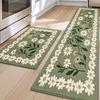 Green And White Daisy Carpet Kitchen Absorbent Non Slip Floor Mat Foyer Cute Floral Printed Carpet Home Decoration