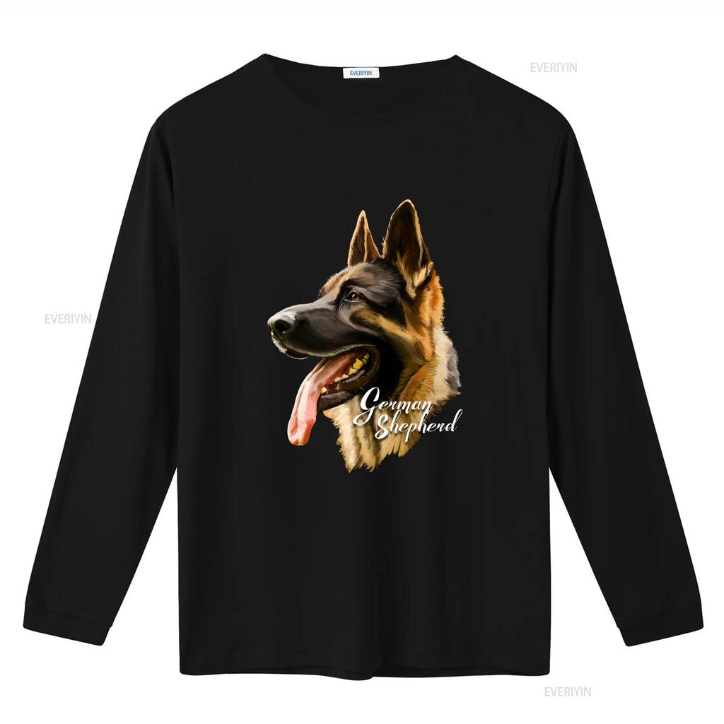 German Shepherd Sharp Dog T Shirt Dogs s Black vintage Washed Top For Everyday Wear fashion Versatile Stretched Breathable
