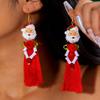 Santa Claus Long Fringed Earrings Christmas Series Design Sense Flower Beaded Earrings Women