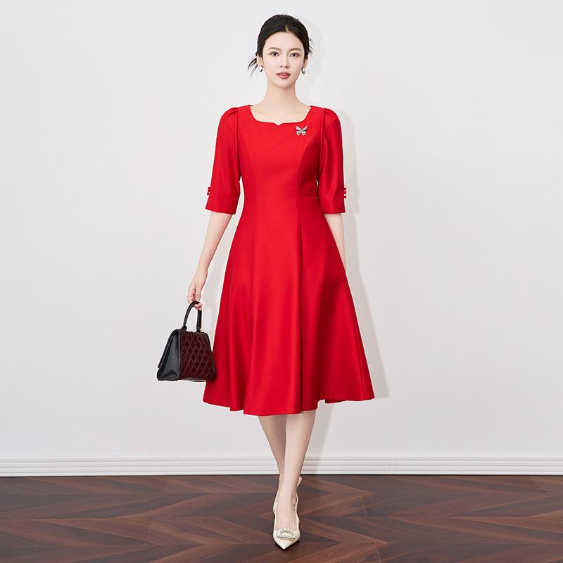 Французское платье богатой девушки, легкая роскошь, с квадратным вырезом - Женское весенне-летнее платье светской львицы M