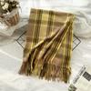Soft waxy and thick plaid imitation cashmere scarf for women, warm fringed shawl in winter, couple scarf tide