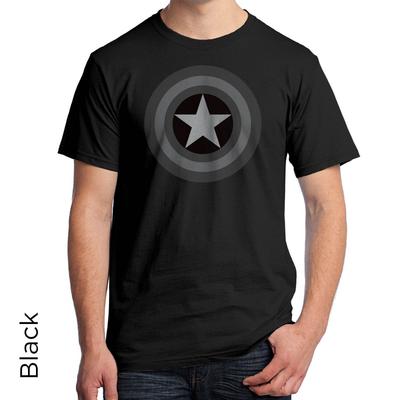 Captain America Schild Grafik T-Shirt Schwarz und Weiß Aktualisiert 509