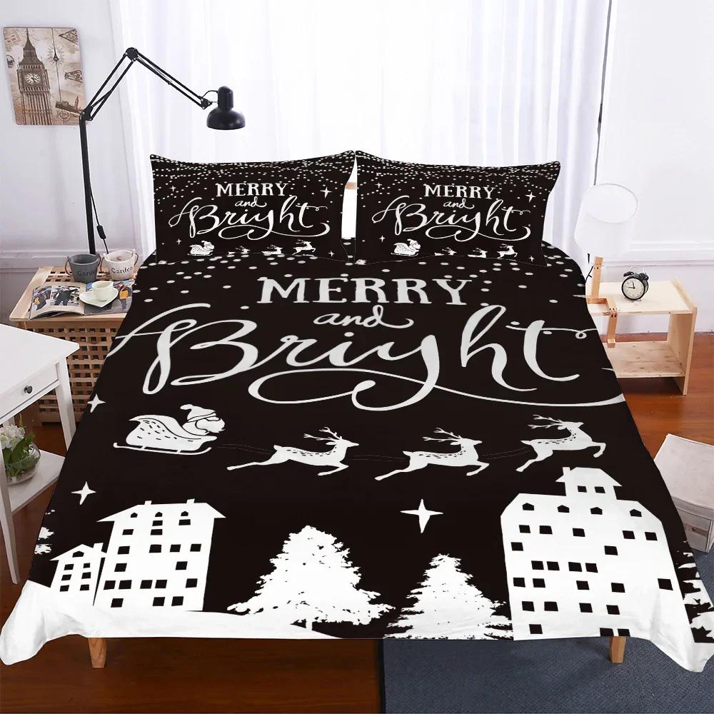 Comforter Cartoon Merry Christmas S Bedding Set Queen Size Snowman Single Double Super King Bedclothes 100% Polyester