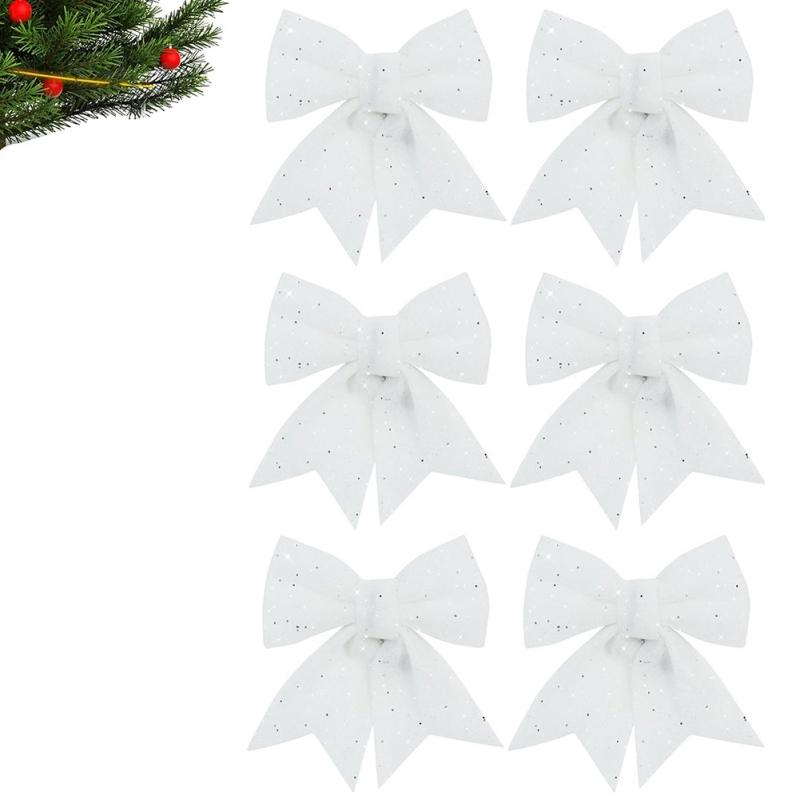 

6 шт. Декоративный бант для праздничной вечеринки, блестящий бант, украшение для рождественской елки