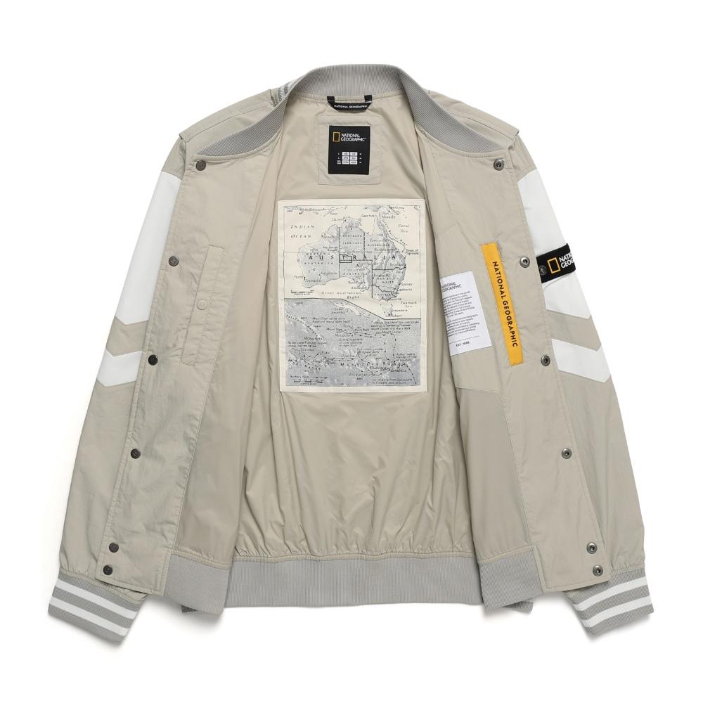 Nationalgeographic N241Mjp902 Color Block Varsity Jacket Oak Beige
