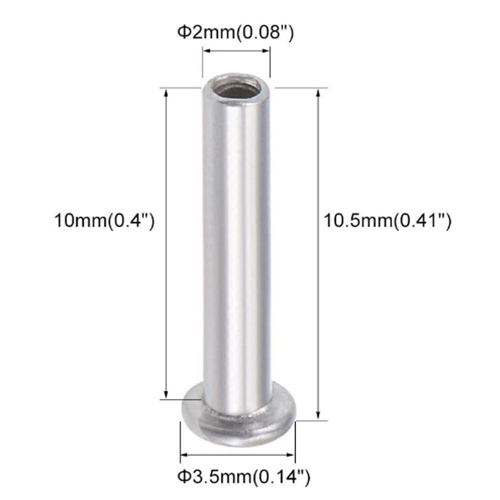 100 stk M2 M2.5 M3 aluminium flatt truss hode sølv tone semi-hule bolter Halv semi-tubulære nagler
