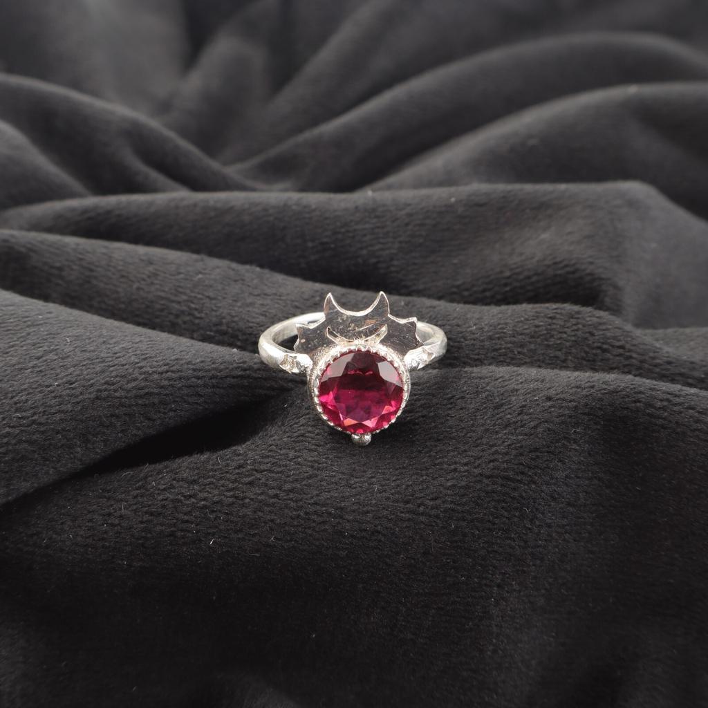 Pink Rubellite Gemstone 925 Sterling Silver Jewelry Handmade Statement Ring RR-67-2