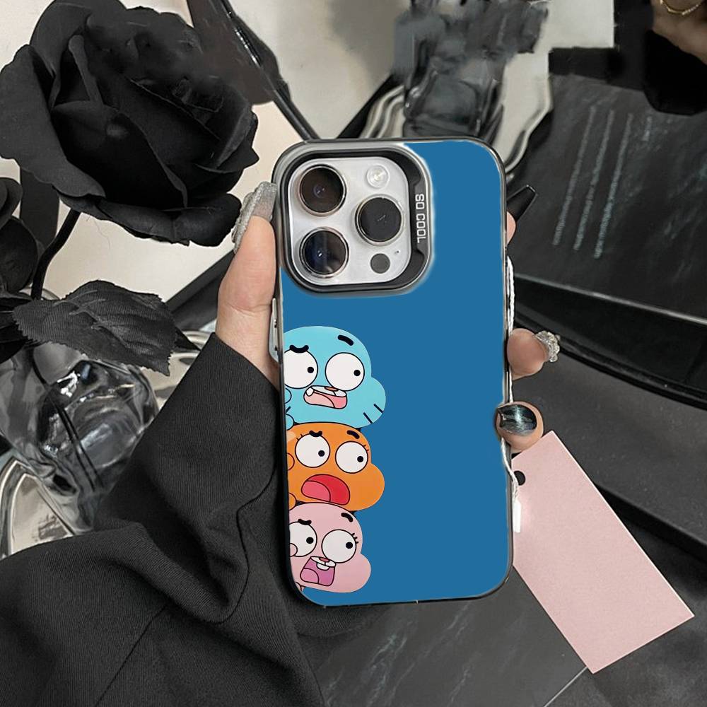 Custodia per Telefono D-Gumball e Darwin Per iPhone 17,16,15,14,13,12,Pro MAX Nera Opaca Cover Antiurto