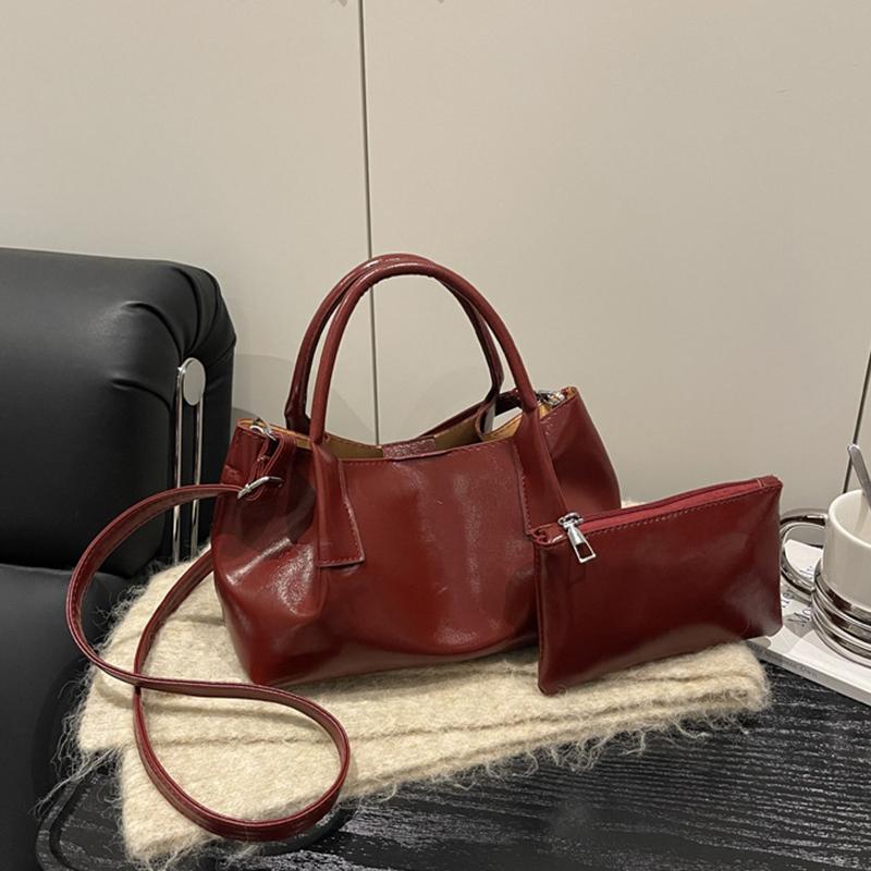 Vintage Handbag for Women Large Capacity New Underarm Commuting Bag Fashion Female Casual Shoulder Tote Bag KTB 25x13x16cm красный