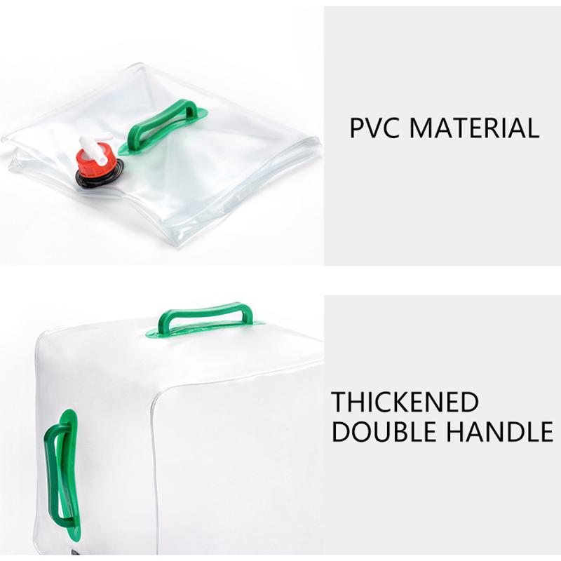 20L Foldable 0.5mm Thick PVC Water Container Camping Water Storage Bag, 25x25x26cm (BPA-Free, No FDA)