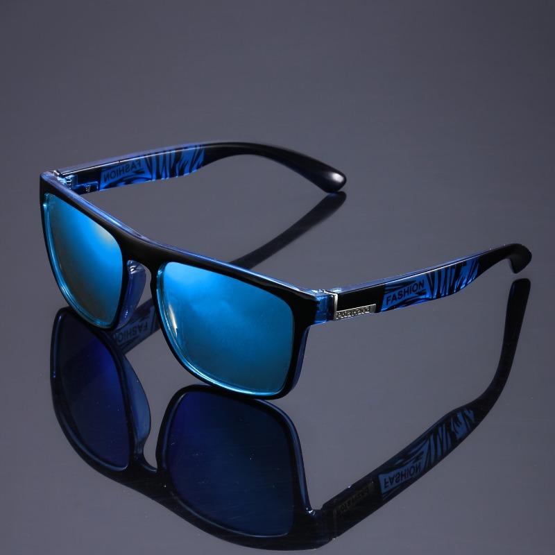 2pcs Women's Sports Style Fashion Glasses Simple Square Frame Glasses with Real Film Colorful Mirror Men's Travel Party Glasses