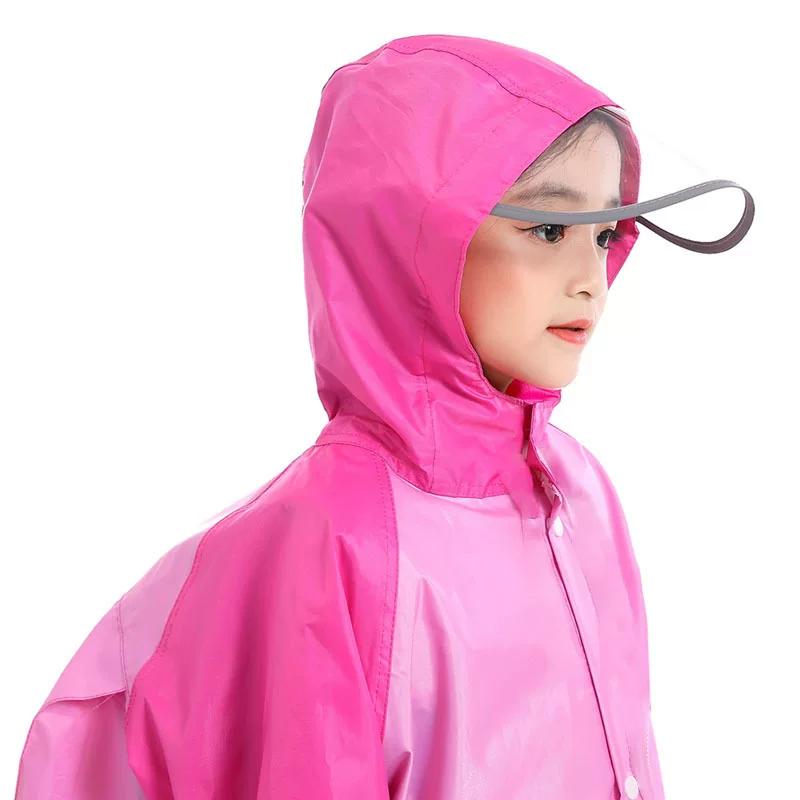 New Model Raincoat for Primary and Middle School Students, Unisex Children's One-Piece Rain Poncho, Thickened with Extended Backpack Space