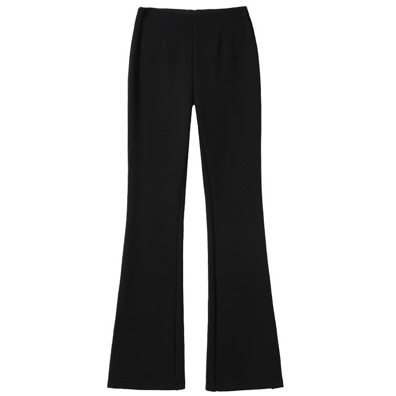 

Женские зимние теплые расклешенные брюки с разрезом, повседневные теплые брюки XS чёрный