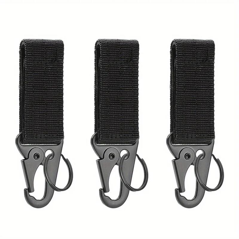 3PC Tactical Carabiner Outdoor EDC Keychain Nylon Webbing Keys Holder Camping Backpack Belt Hook Hanging Buckle Muilter Clip