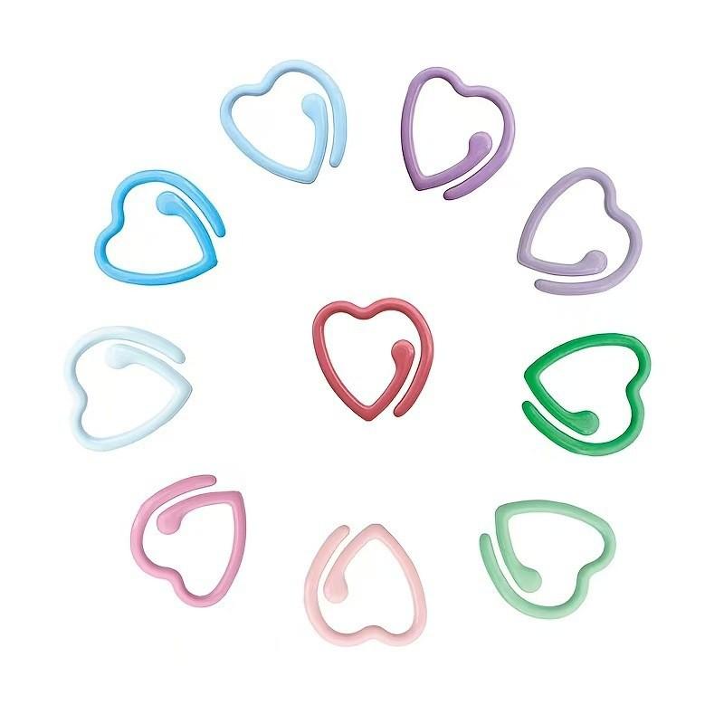 Heart-Shaped Metal Enamel Openable Stitch Markers for Knitting and DIY, 20-100 Pcs.