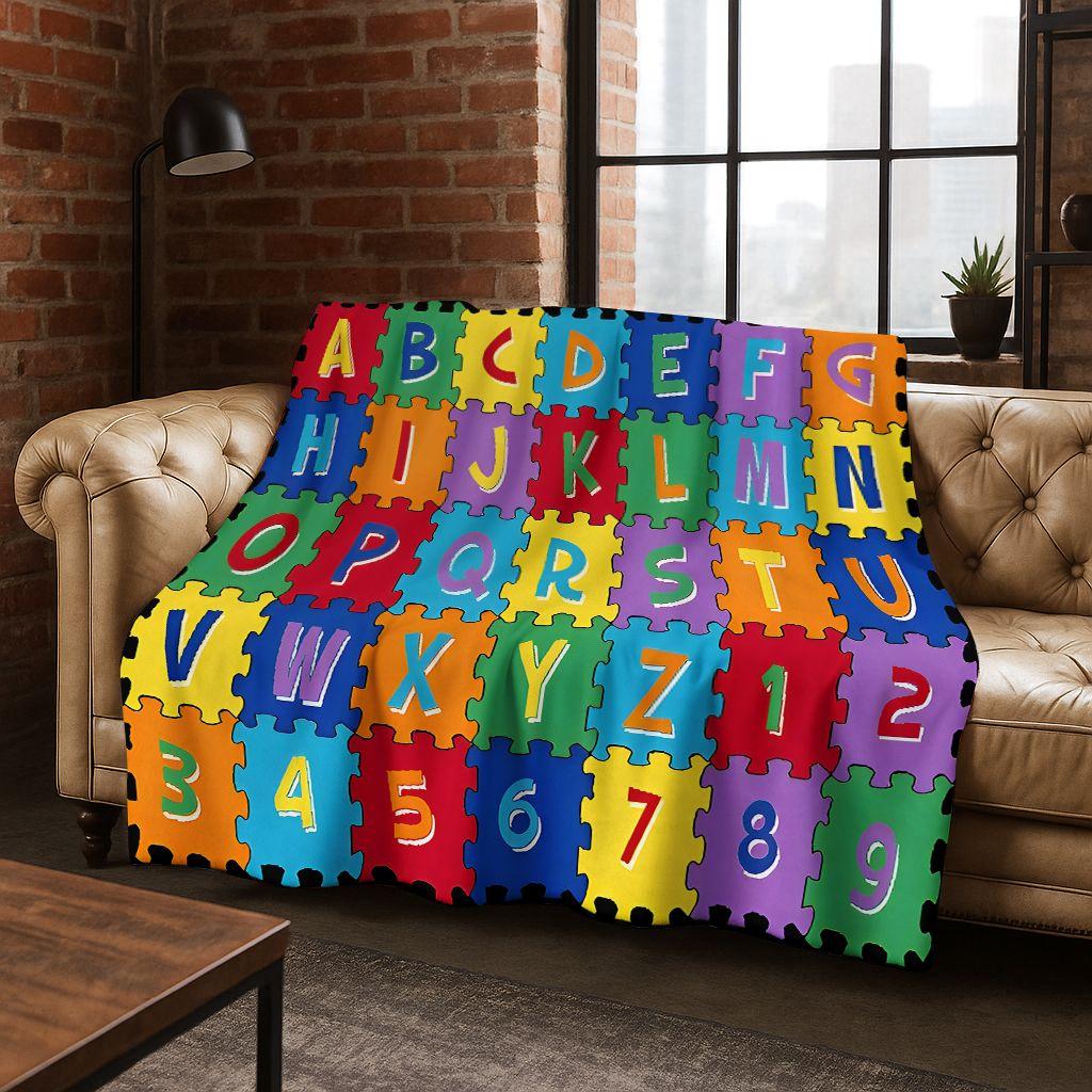 ABC Animal Alphabet Cartoon Early Educatio Children Flannel Blanket,Cozy Soft Throw Blanket for Home Bedroom Bed Sofa Cover