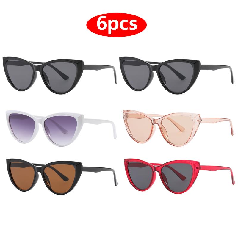Car Sun Glasses 6pcs Cat Eye Frame Sunglasses Women Brand Designer Cycling Driving Sunscreen Sun Glasses Unisex Shades UV400