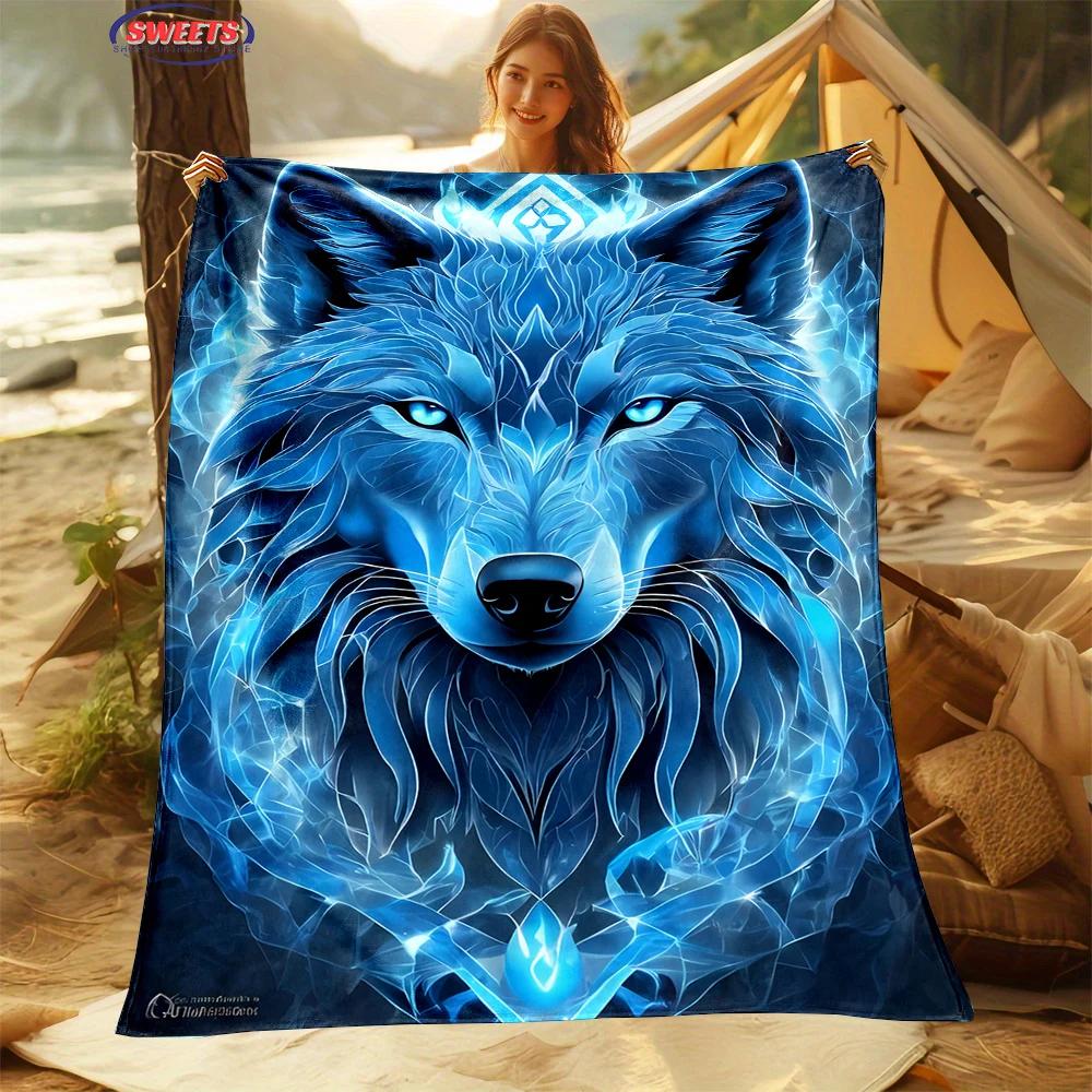 Fine Workmanship Wolf Blanket,Comfortable and Breathable, Machine Washable Blanket,Home Office Nap Blanket for Four Seasons Gift