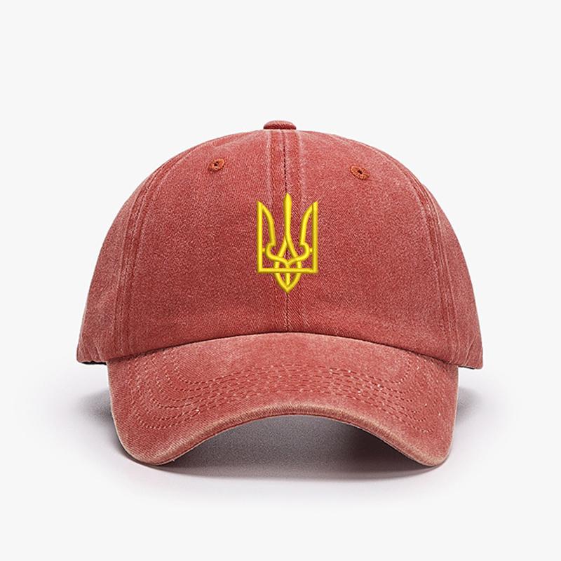 Embroidery Ukraine Trident Symbol Cotton Washed Fashion Sports Baseball Cap Adjstable Hip Hop Urban Street Style Dad Hat Visor Protection Snapback