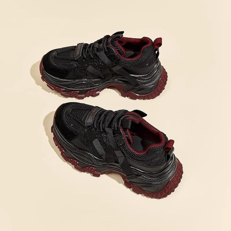 Edition Platform Dad Shoes Women's New Autumn Retro Gray-red Sports Small Casual Shoes