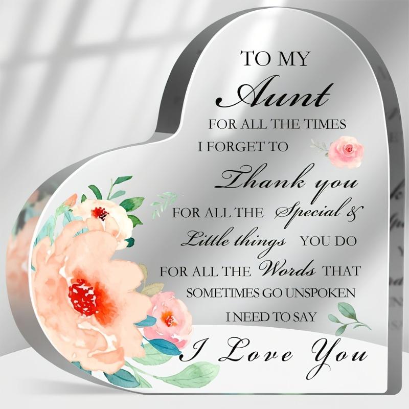 

2D Flat, To My Aunt Heart-Shaped Acrylic Decor Plaque, Home Decor Plaque Hanging Wall Art Decorative Garden Decoration for Room Door Signs Hanging S 10*10CM