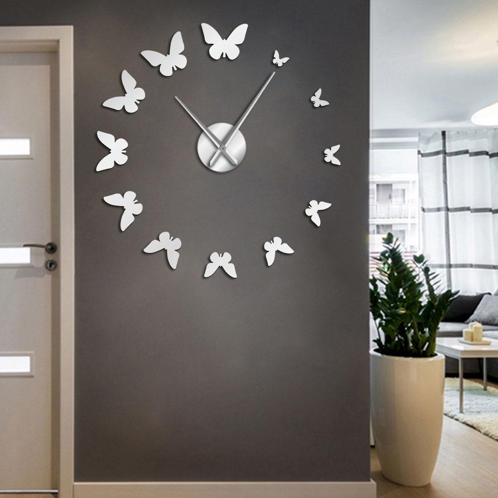 DIY Butterfly Cartoon Acrylic Silent Wall Clock – Creative Home Décor Sticker Clock