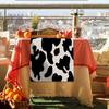 Linen Cow Print Table Runner Classic Black and White Cowhide Dining Table Decor For Cowboy Themed Birthday Party Home Restaurant