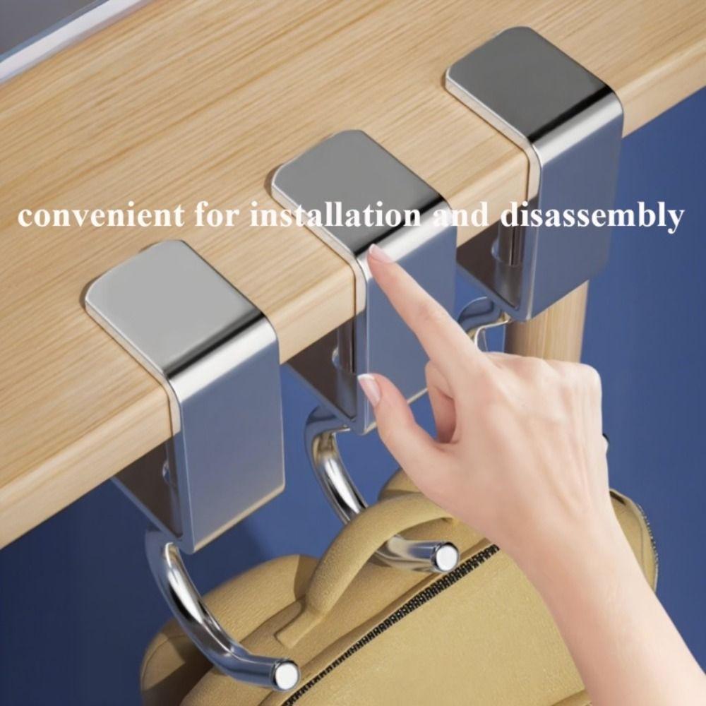 10pcs Detachable Table Hooks Non-Destructive Installation Steel Hooks Desk Hooks  School Dormitories