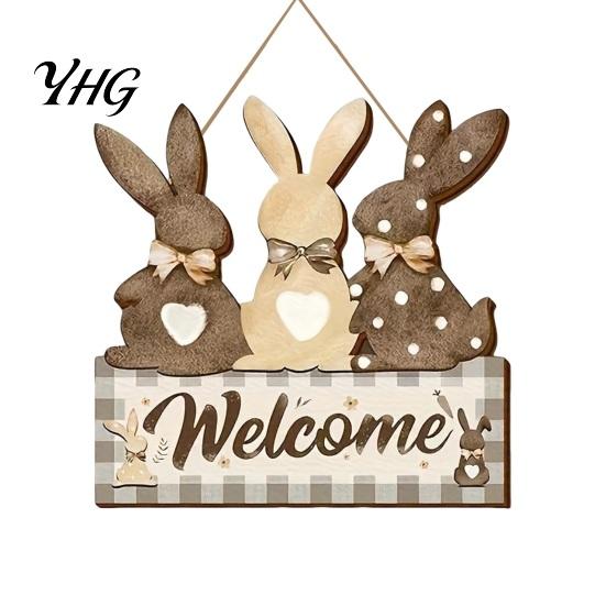 Spring Door Hanger Wooden Welcome Sign, Rustic Hanging 2D Daisy Butterfly Print, Farmhouse Entryway Decor Halloween Thanksgiving Easter Seasonal