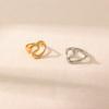 European & American Titanium Steel Heart Hollow Double-Headed Versatile Open Ring, 18K Gold Plated
