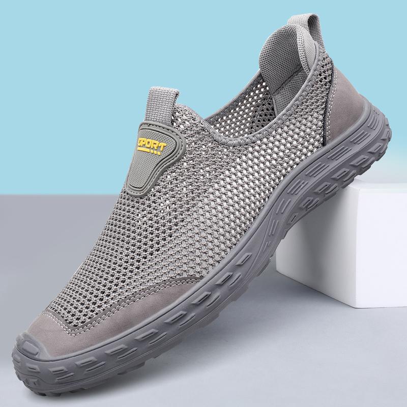 Mens Breathable Sneakers All-match Mens Slip on Shoes Hollow Out Mens Comfortable Loafers Luxury Brand Lightweight Flats for Men
