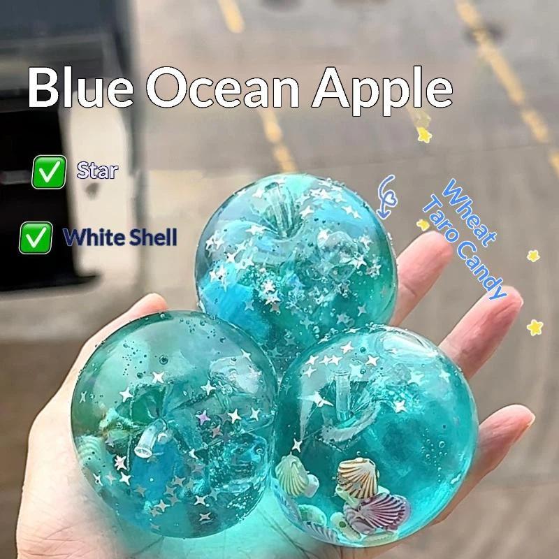 1 Pièce Balle Anti-Stress Pommes Océan Bleu Jouets Fidget Pour Adultes Enfants Anxiété Montée Lente Jouets Sensoriels Pour Autisme TDAH Relax Cadeau