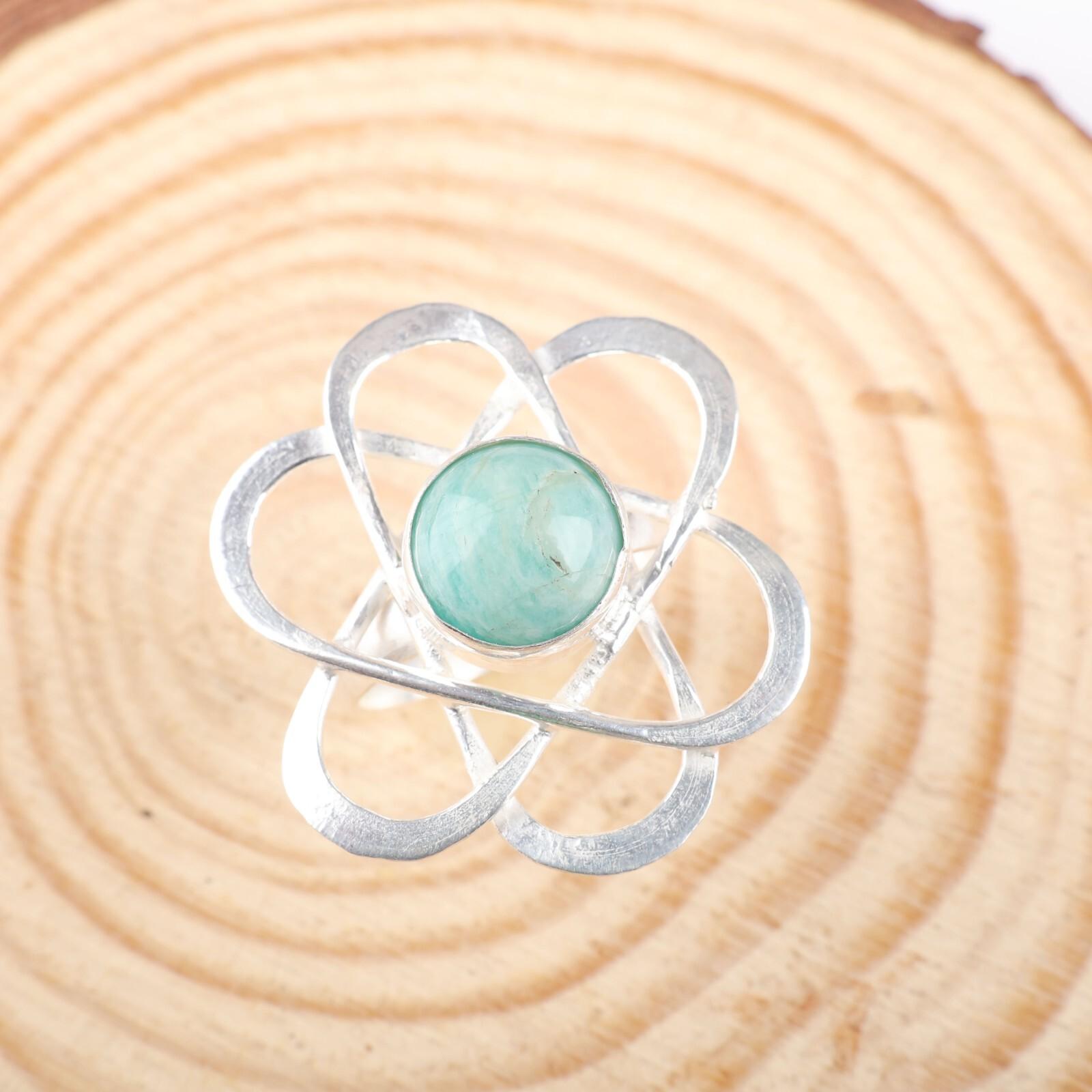 

Natural Amazonite Gemstone 925 Sterling Silver Jewelry Handmade Ring For Mother RR-21-24 13