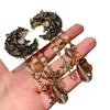 Pendientes de botón Vintage de Luna Dorada con Ángel y Borla de Cristal con Detalles de Esmalte