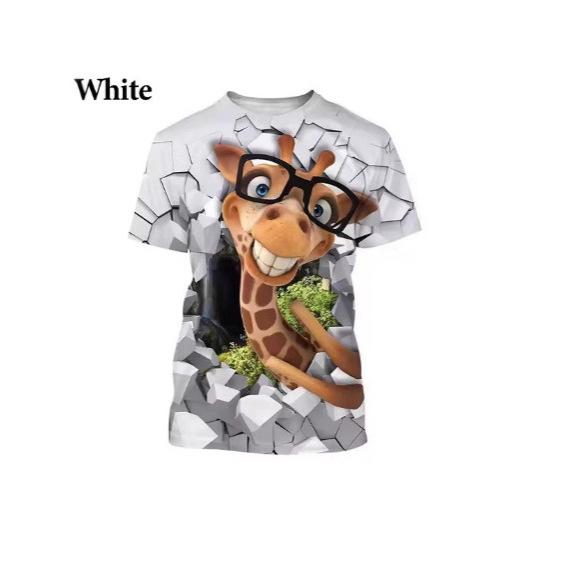 Summer Fun Men's T-Shirt Top 3D Printed Giraffe Animal T-Shirt O-Neck Oversized Shirt Men's Clothing