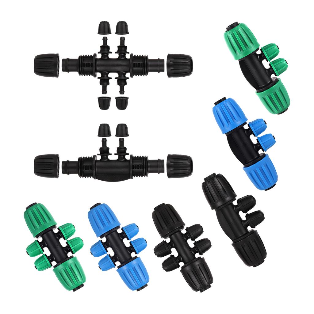 DN16mm Pipe To 4/7mm Hose Multi-way Locked Connector 4/6-Way Interface Joint Garden Agricultural Irrigation Pipe Water Splitter