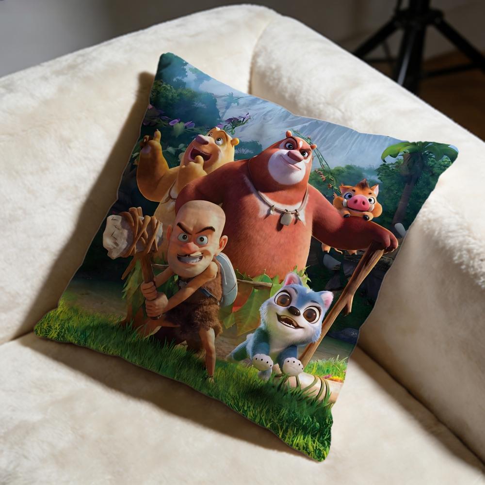 Boonie Bears Cushion Cover Soft Decorative Pillow Case Suitable for Bedroom Sofa Car Travel Use