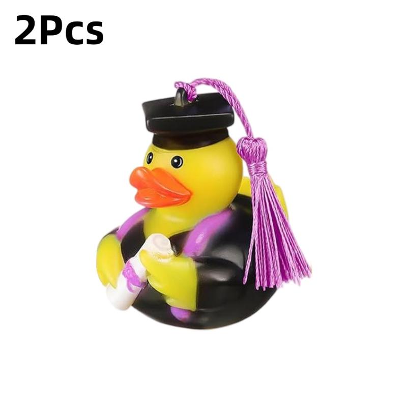 2Pcs Doctor Duck with Top Hat Graduation Party Decorations Cute Gifts Creative Car Ornaments Squeaky Bath Toy