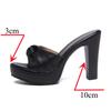 10cm Small Size 32-43 Summer Knot Soft Leather Sandals Platform Shoes 2025 Womens Block High Heels Slides for Office Model Party