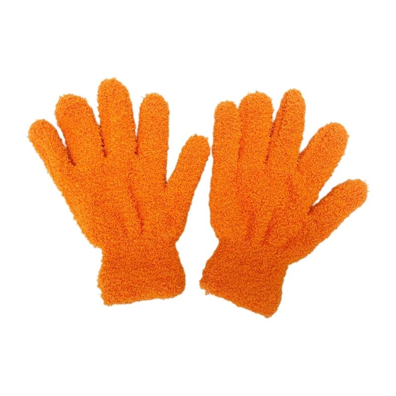 Winter Warm Gloves Stretchy Mittens Adult Coral Velvet Solid Color Full Finger Gloves Skiing Gloves for Cold Weather